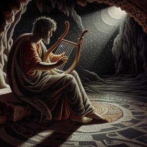 Orphée en train de jouer de la lyre en enfer